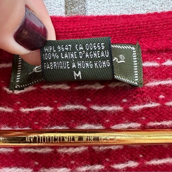 Vintage Eddie Bauer Women's Nordic Fair Isle Sweater Vest Lambswool Red Gray - Picture 3 of 10